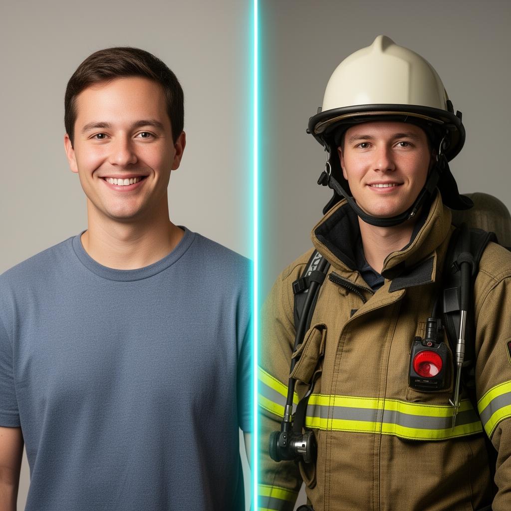 Firefighter before and after example