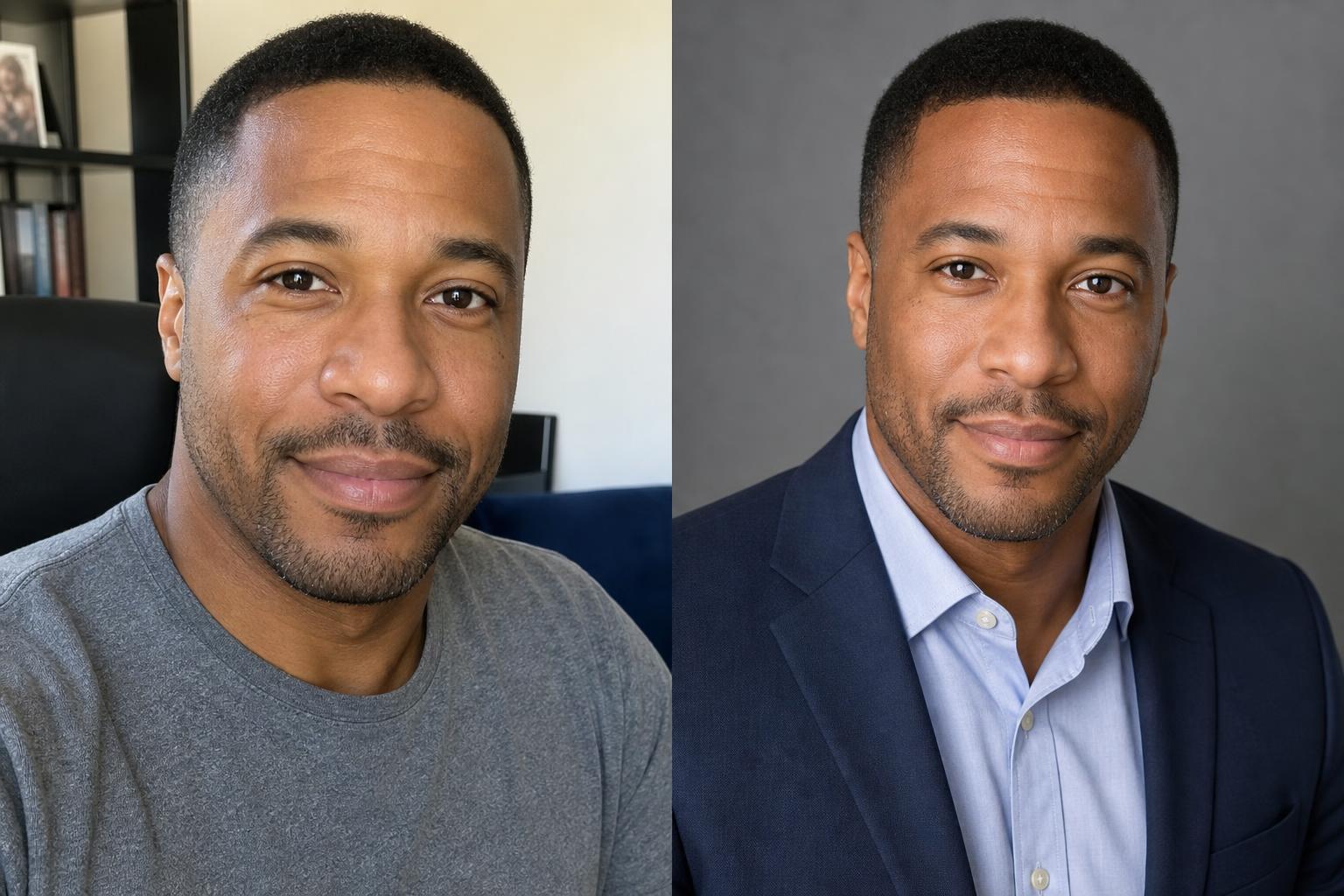 Studio Headshot before and after example