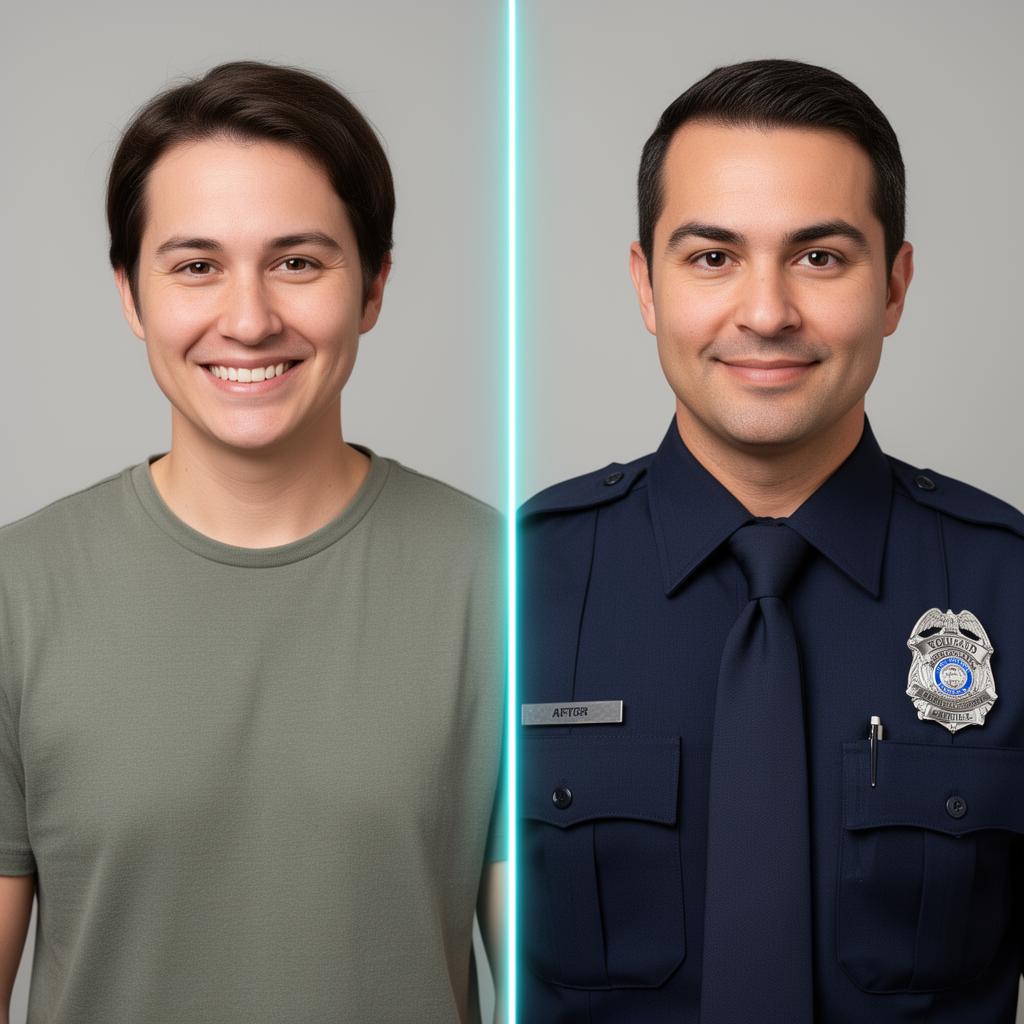 Police Officer before and after example
