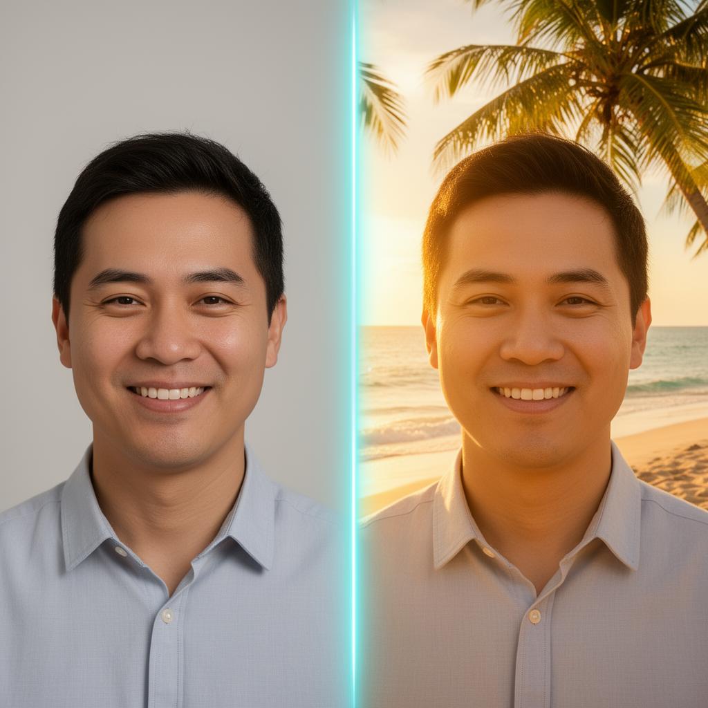Summer Beach before and after example