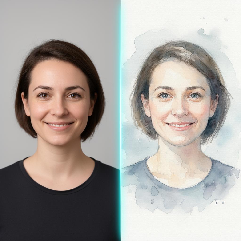 Watercolor before and after example